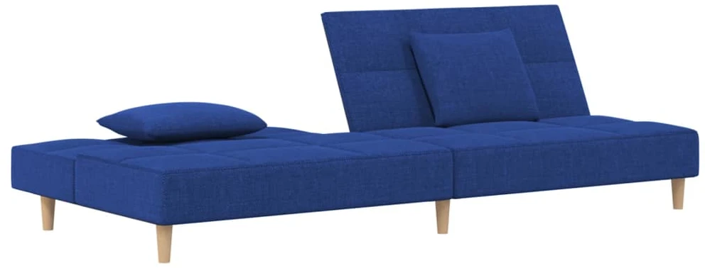 Dvivietė sofa-lova su dvejomis pagalvėmis, mėlyna, audinys