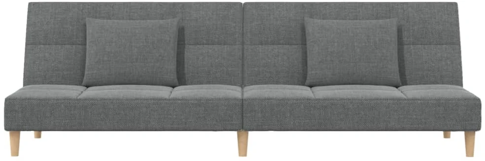 Dvivietė sofa-lova su dvejomis pagalvėmis, pilka, audinys