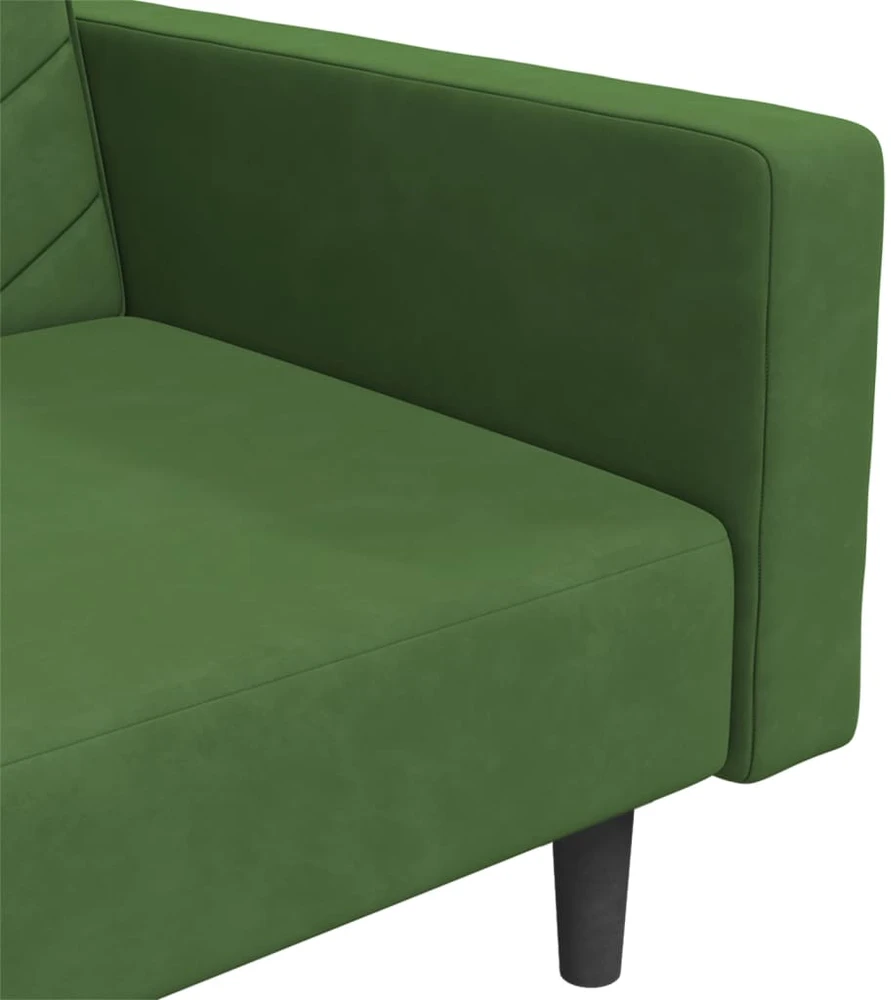 Dvivietė sofa-lova su dvejomis pagalvėmis, žalia, aksomas
