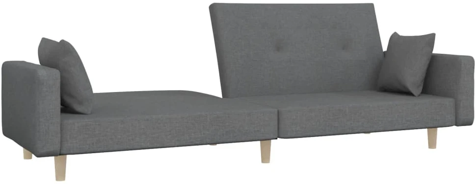 Dvivietė sofa-lova su dvejomis pagalvėmis, pilka, audinys