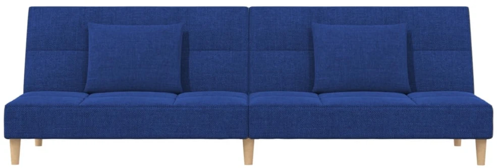Dvivietė sofa-lova su dvejomis pagalvėmis, mėlyna, audinys