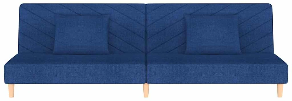Dvivietė sofa-lova su dvejomis pagalvėmis, mėlyna, audinys