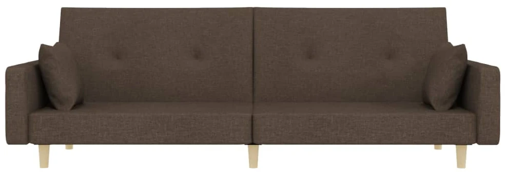 Dvivietė sofa-lova su dvejomis pagalvėmis, taupe, audinys