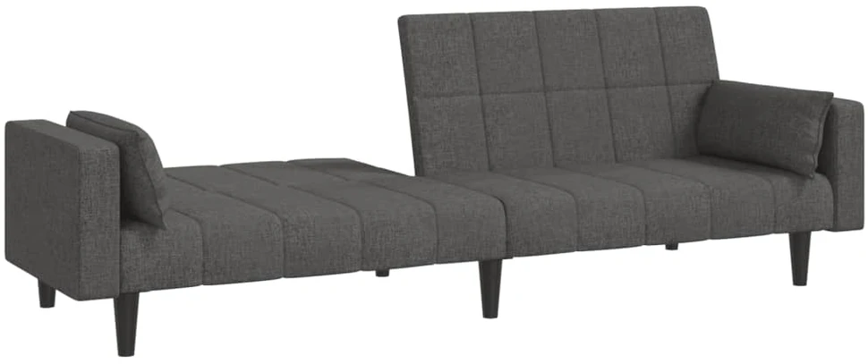 Dvivietė sofa-lova su dvejomis pagalvėmis, pilka, audinys