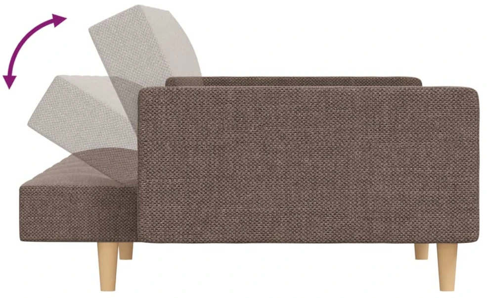 Dvivietė sofa-lova su dvejomis pagalvėmis, taupe, audinys