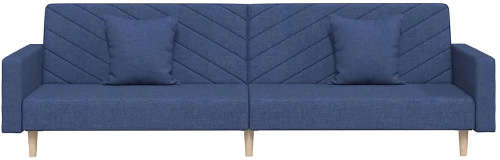 Dvivietė sofa-lova su dvejomis pagalvėmis, mėlyna, audinys