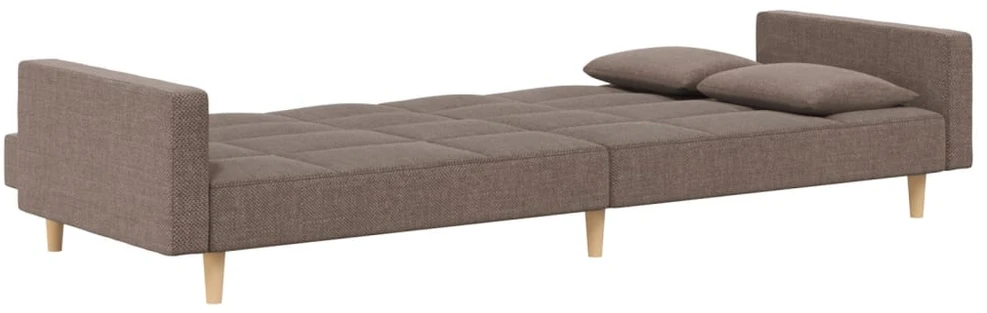 Dvivietė sofa-lova su dvejomis pagalvėmis, taupe, audinys