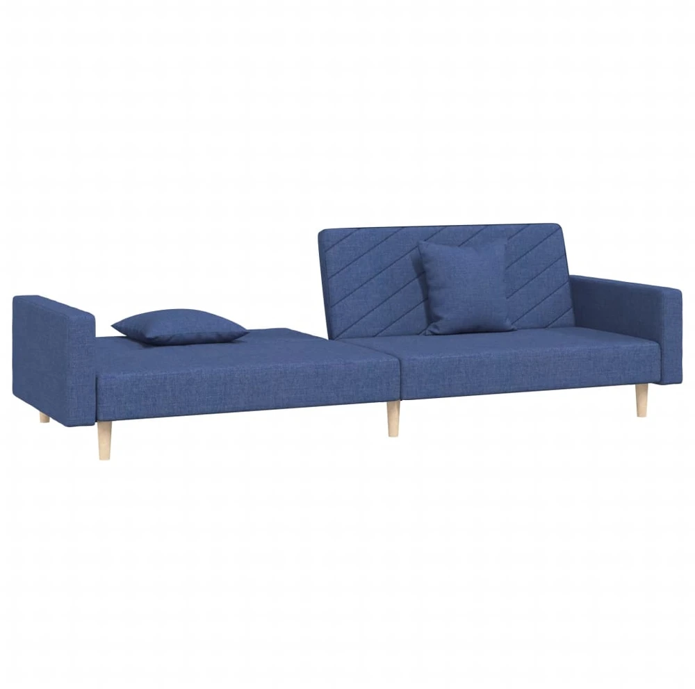 Dvivietė sofa-lova su dvejomis pagalvėmis, mėlyna, audinys