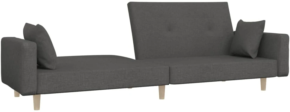 Dvivietė sofa-lova su dvejomis pagalvėmis, pilka, audinys