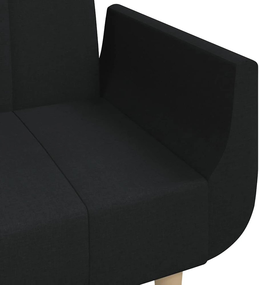 Dvivietė sofa-lova su dvejomis pagalvėmis, juoda, audinys