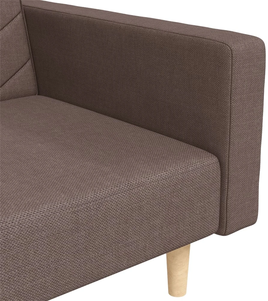 Dvivietė sofa-lova su dvejomis pagalvėmis, taupe, audinys