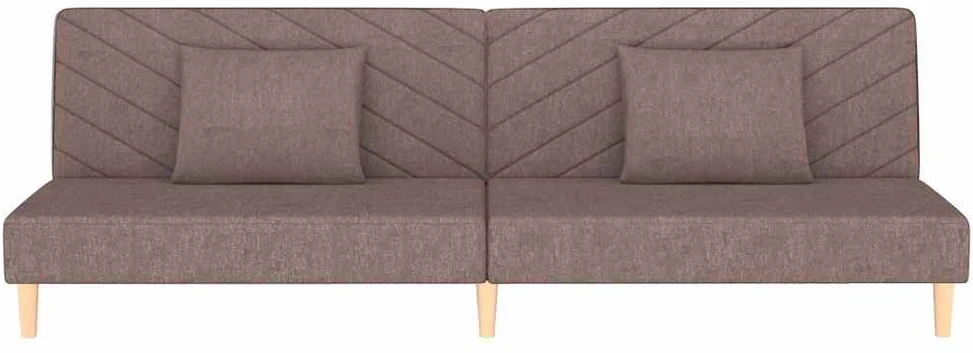 Dvivietė sofa-lova su dvejomis pagalvėmis, taupe, audinys