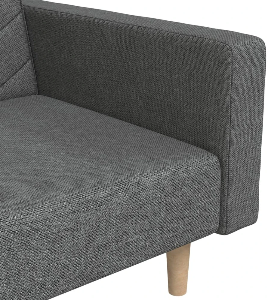 Dvivietė sofa-lova su dvejomis pagalvėmis, pilka, audinys