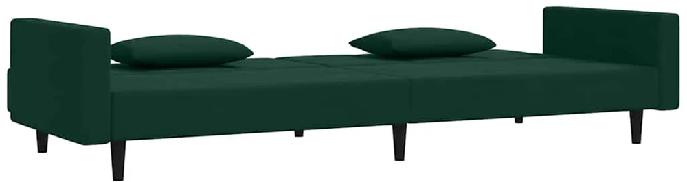 Dvivietė sofa-lova su dvejomis pagalvėmis, žalia, aksomas