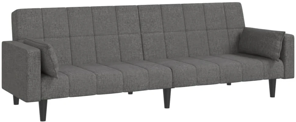 Dvivietė sofa-lova su dvejomis pagalvėmis, pilka, audinys
