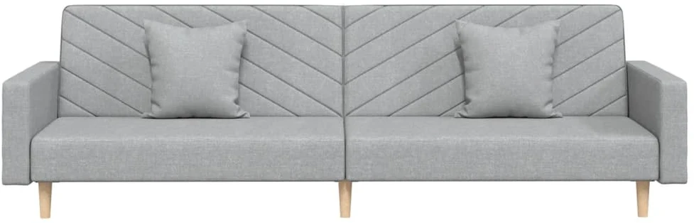 Dvivietė sofa-lova su dvejomis pagalvėmis, pilka, audinys