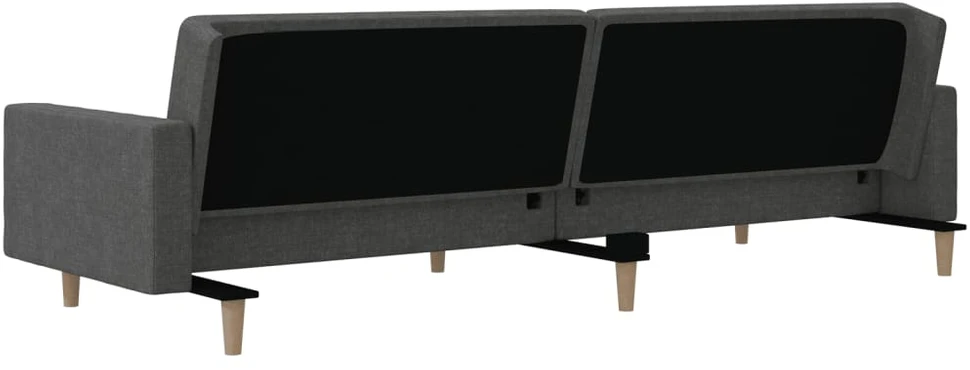 Dvivietė sofa-lova su dvejomis pagalvėmis, pilka, audinys
