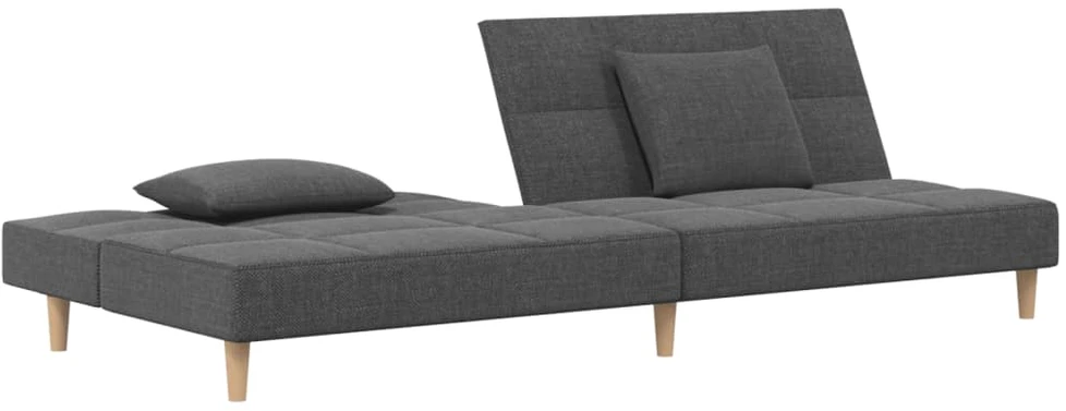 Dvivietė sofa-lova su dvejomis pagalvėmis, pilka, audinys
