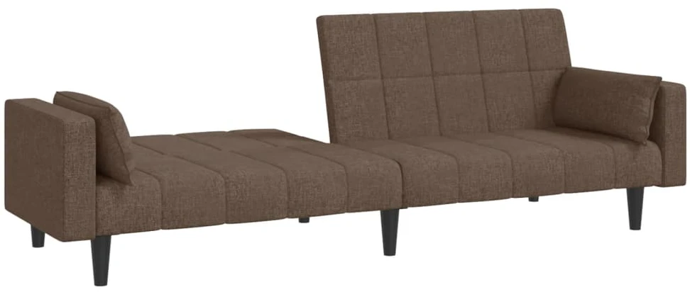 Dvivietė sofa-lova su dvejomis pagalvėmis, taupe, audinys