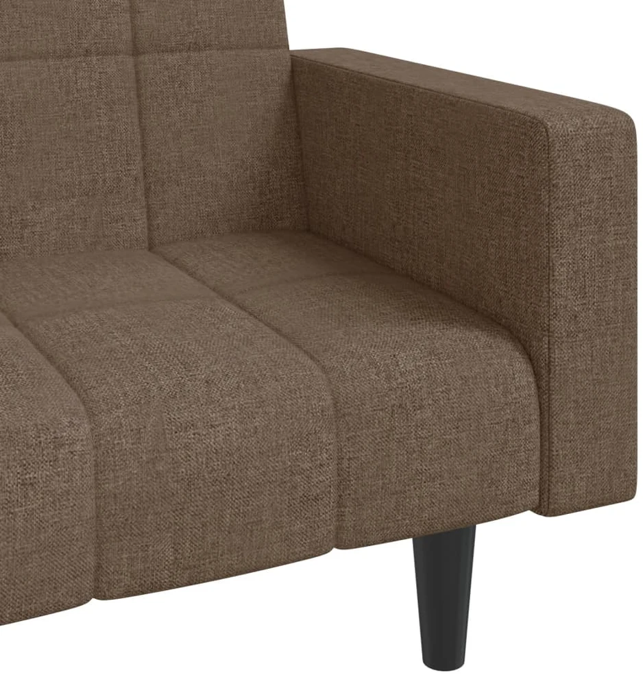 Dvivietė sofa-lova su dvejomis pagalvėmis, taupe, audinys