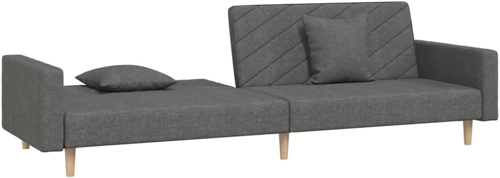 Dvivietė sofa-lova su dvejomis pagalvėmis, pilka, audinys