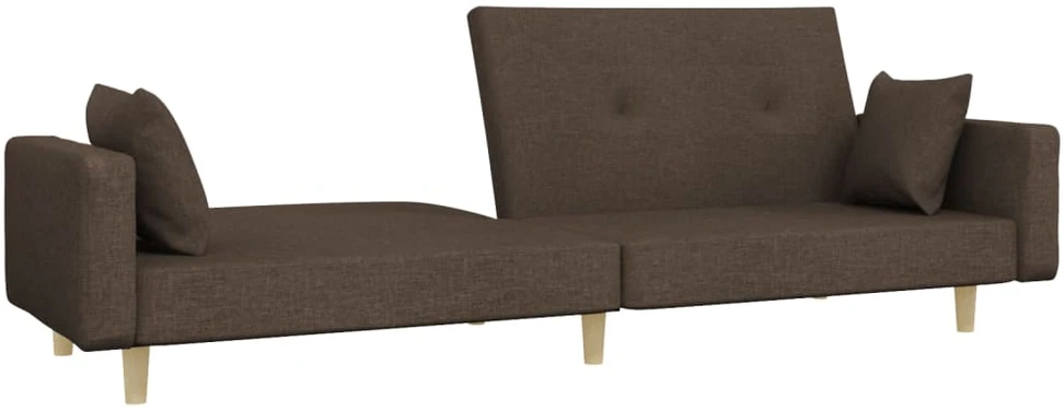 Dvivietė sofa-lova su dvejomis pagalvėmis, taupe, audinys