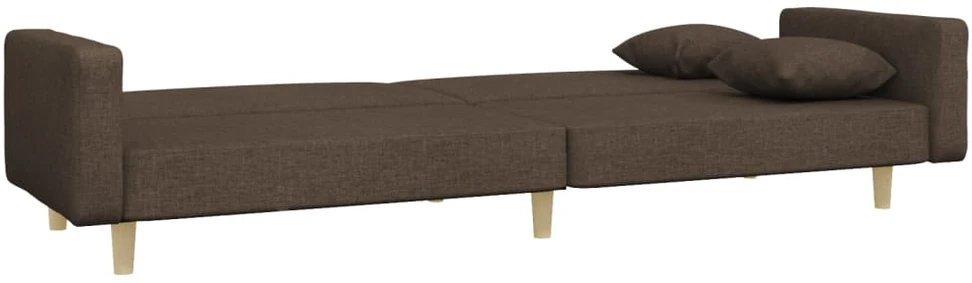 Dvivietė sofa-lova su dvejomis pagalvėmis, taupe, audinys