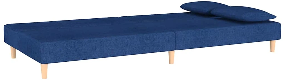 Dvivietė sofa-lova su dvejomis pagalvėmis, mėlyna, audinys