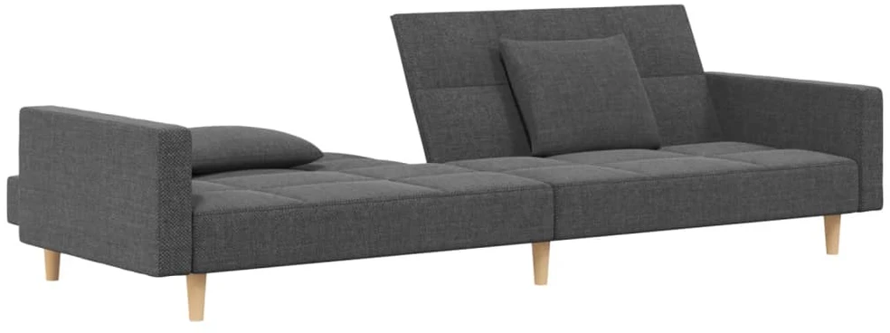Dvivietė sofa-lova su dvejomis pagalvėmis, pilka, audinys