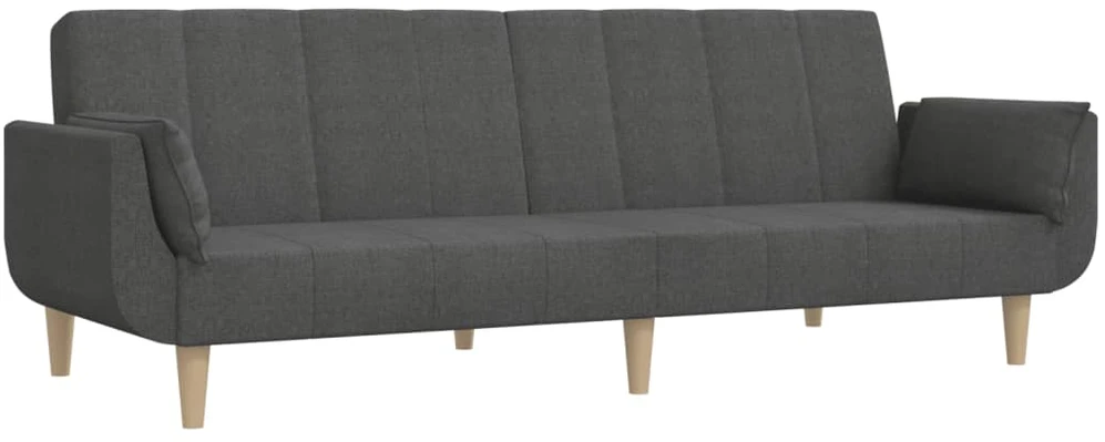 Dvivietė sofa-lova su dvejomis pagalvėmis, pilka, audinys