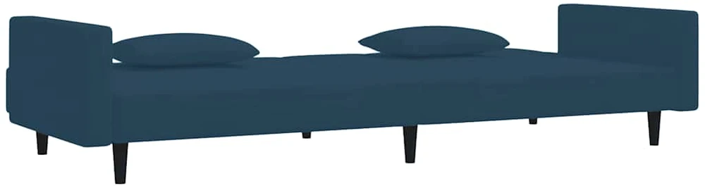 Dvivietė sofa-lova su dvejomis pagalvėmis, mėlyna, aksomas