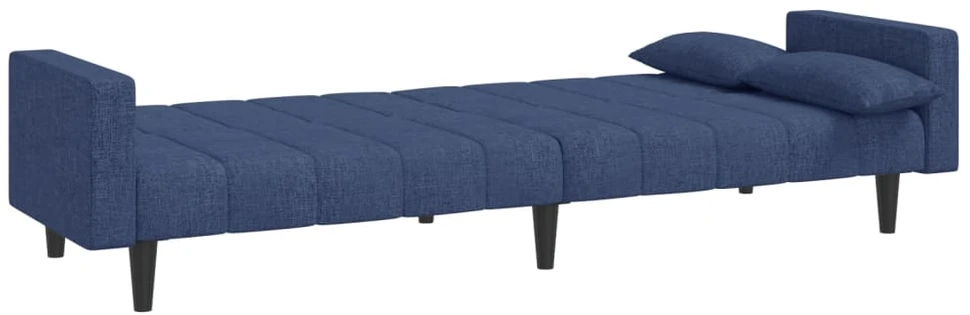 Dvivietė sofa-lova su dvejomis pagalvėmis, mėlyna, audinys