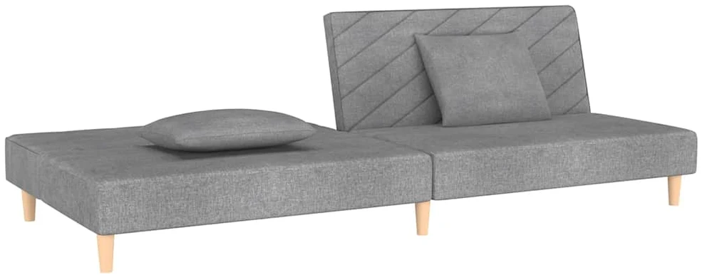 Dvivietė sofa-lova su dvejomis pagalvėmis, pilka, audinys