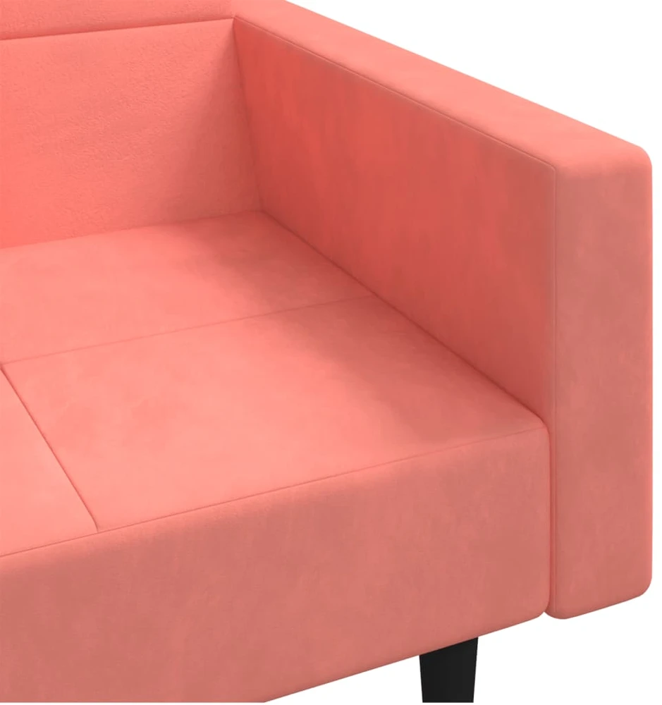 Dvivietė sofa-lova su dvejomis pagalvėmis, rožinė, aksomas