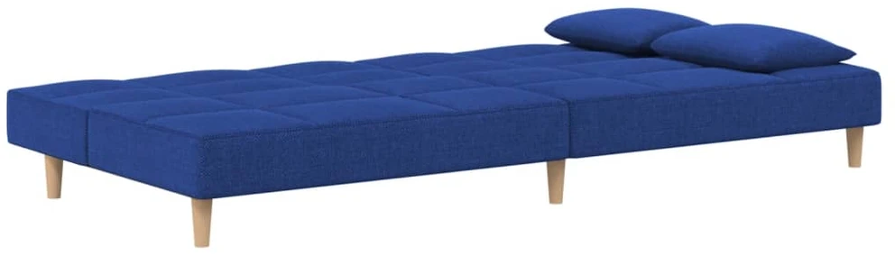 Dvivietė sofa-lova su dvejomis pagalvėmis, mėlyna, audinys
