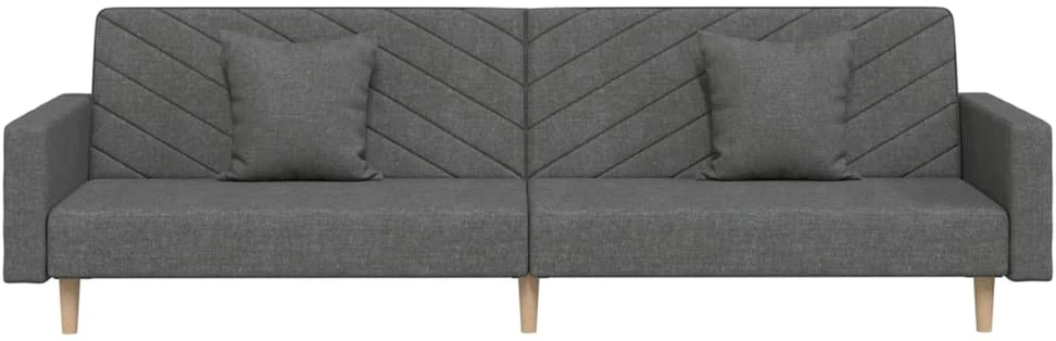 Dvivietė sofa-lova su dvejomis pagalvėmis, pilka, audinys
