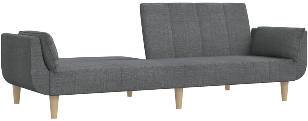 Dvivietė sofa-lova su dvejomis pagalvėmis, pilka, audinys
