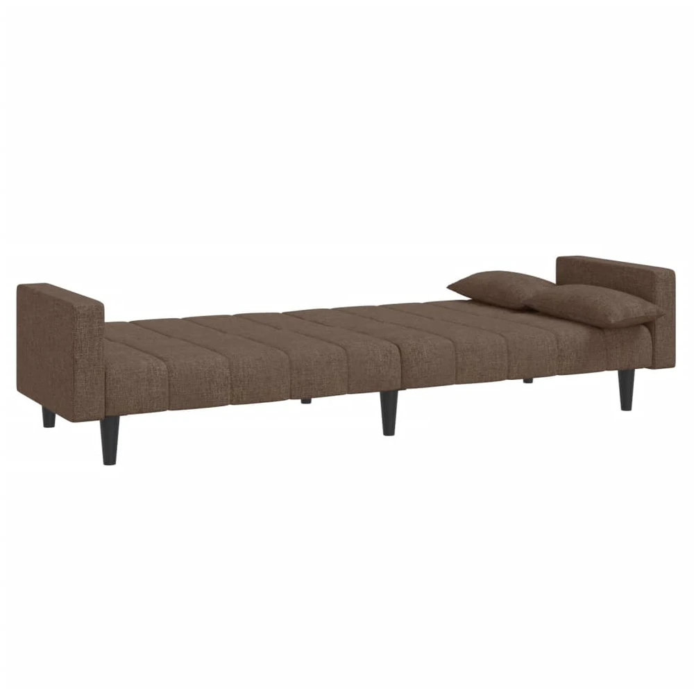 Dvivietė sofa-lova su dvejomis pagalvėmis, taupe, audinys