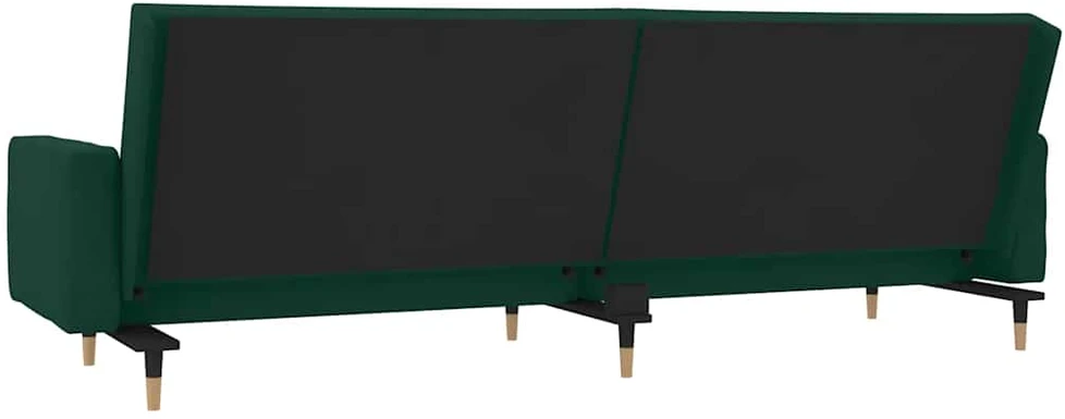 Dvivietė sofa-lova su dvejomis pagalvėmis, žalia, aksomas