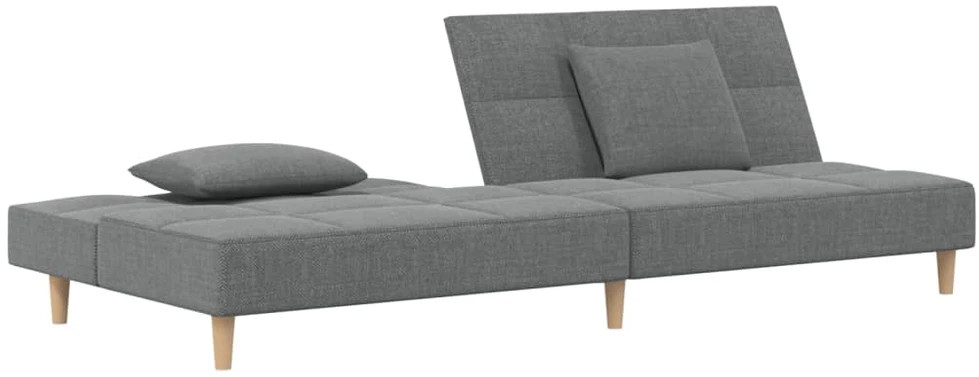 Dvivietė sofa-lova su dvejomis pagalvėmis, pilka, audinys