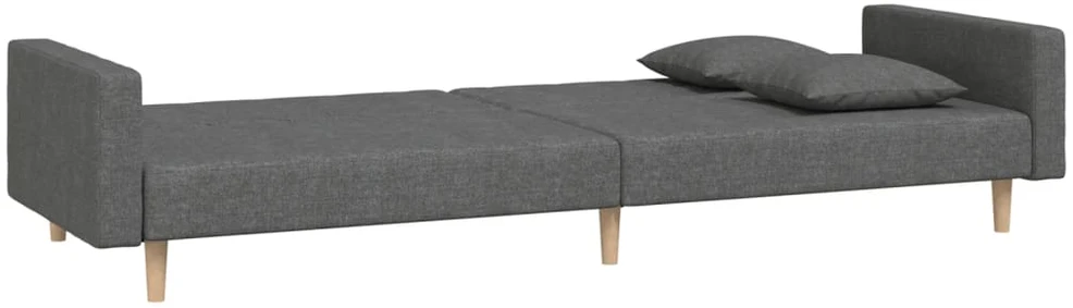 Dvivietė sofa-lova su dvejomis pagalvėmis, pilka, audinys