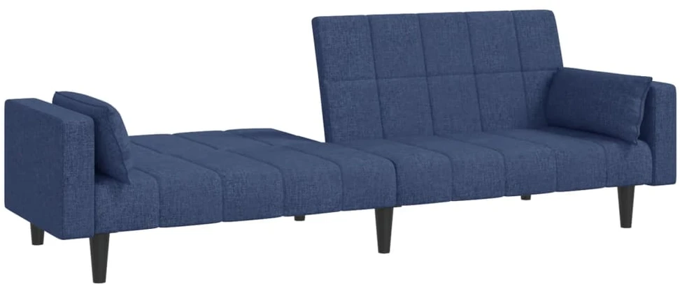 Dvivietė sofa-lova su dvejomis pagalvėmis, mėlyna, audinys