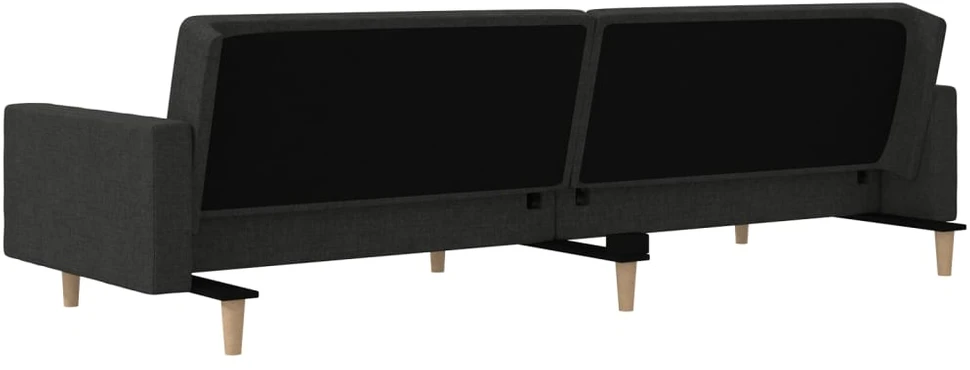 Dvivietė sofa-lova su dvejomis pagalvėmis, juoda, audinys