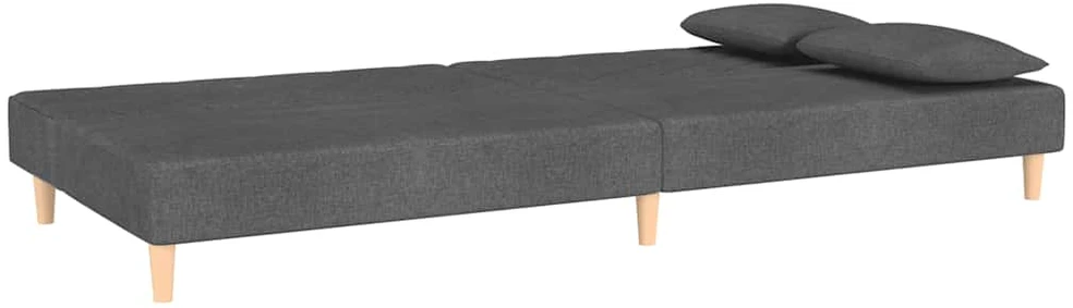 Dvivietė sofa-lova su dvejomis pagalvėmis, pilka, audinys