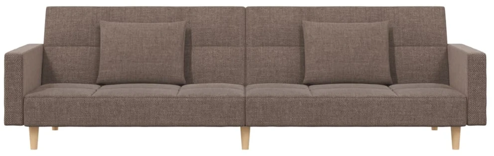 Dvivietė sofa-lova su dvejomis pagalvėmis, taupe, audinys