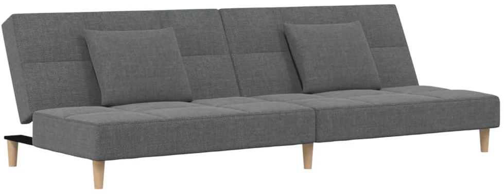Dvivietė sofa-lova su dvejomis pagalvėmis, pilka, audinys