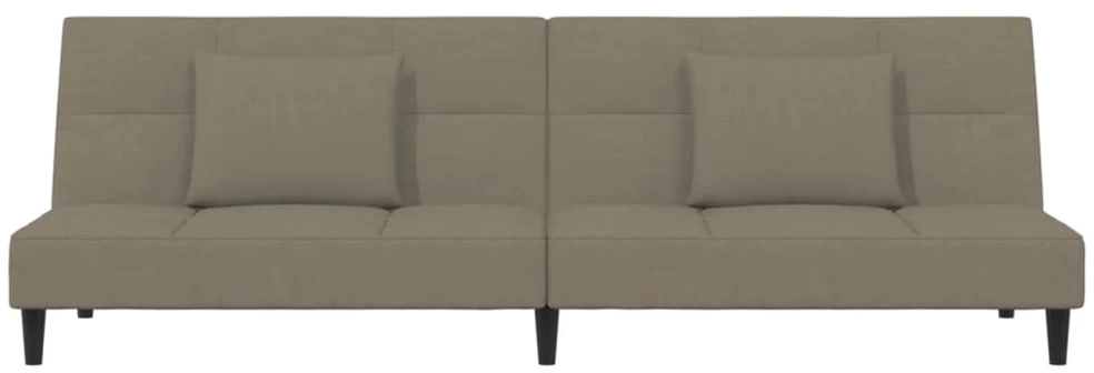 Dvivietė sofa-lova su dvejomis pagalvėmis, pilka, aksomas