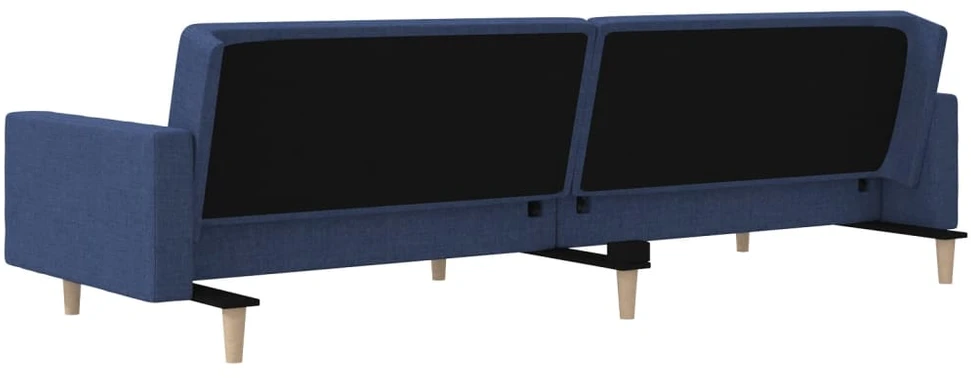 Dvivietė sofa-lova su dvejomis pagalvėmis, mėlyna, audinys