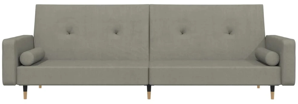 Dvivietė sofa-lova su dvejomis pagalvėmis, pilka, aksomas