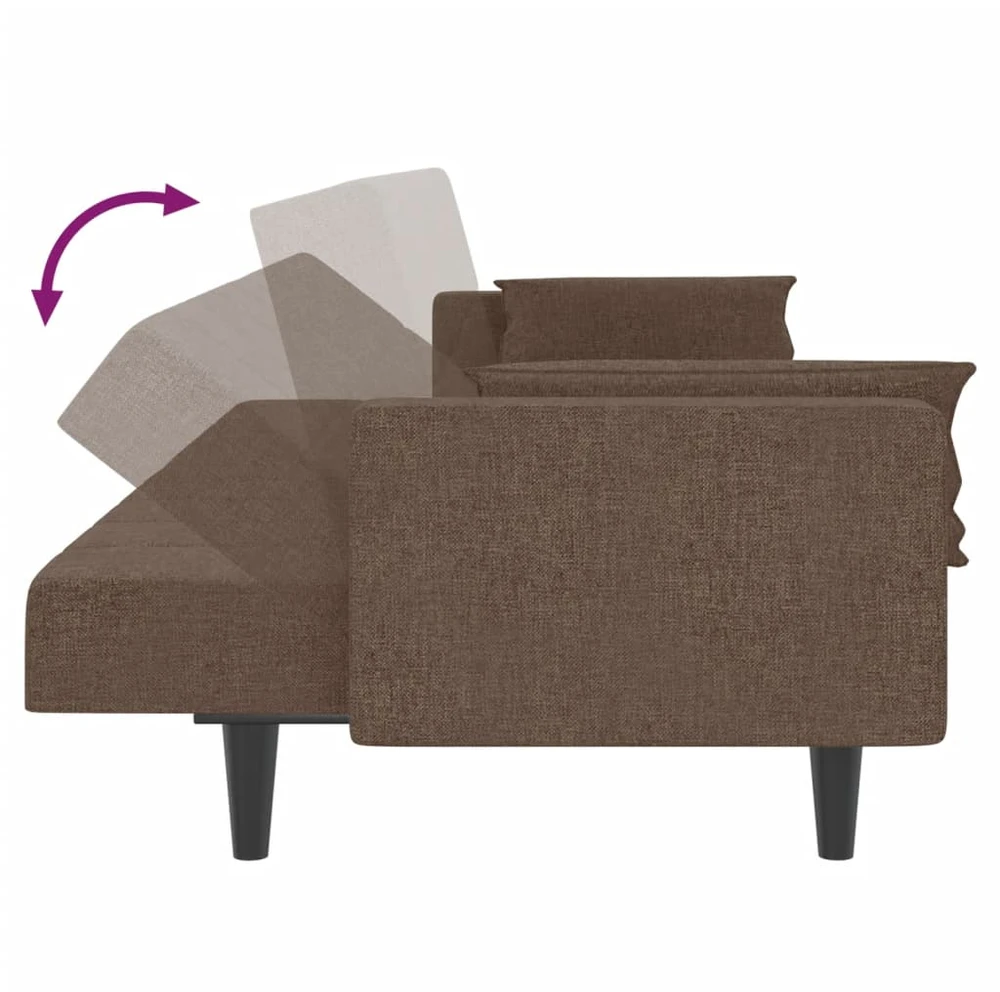 Dvivietė sofa-lova su dvejomis pagalvėmis, taupe, audinys